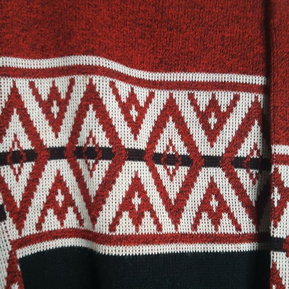Vintage Turnabout Sweater Size Large Red White Black Acrylic Ski Winter Hipster - Picture 3 of 4